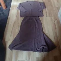 SHEIN　HAUTE　ブラウン Vネック セットアップ