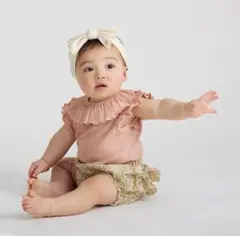 【美品】プティマイン　女の子用夏物　フリルロンパースとショートパンツ　80サイズ