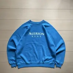 80s Hanes USA製 ラグランスウェット ターコイズブルー 短丈