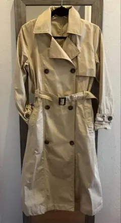 ベージュ ダブルブレスト トレンチコートスプリングコートレディース