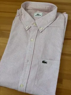 LACOSTE ピンク/ホワイトストライプ 長袖シャツ サイズ5