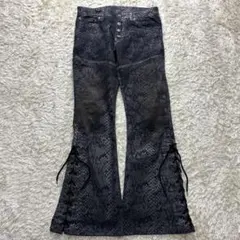 00s TORNADO MART ダメージ加工フレアパンツ パイソン 蛇 Y2Kのサムネイル