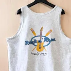 90s USA製古着　ヴィンテージ　タンクトップ　バックプリント　ギター　霜降りのサムネイル