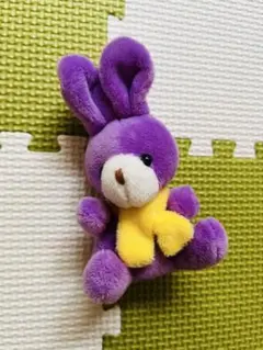 紫と黄色のウサギぬいぐるみ 約10cm
