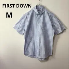 FIRST DOWN ファーストダウン メンズ M ストライプ　シャツ　半袖
