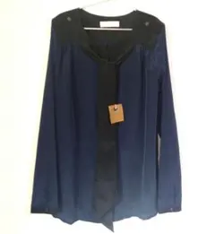 [新品]ジーナシス　リボンボウタイ長袖ブラウス　ビジネス　フォーマル