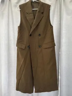 GU ダブルブレスト ノースリーブベスト ブラウン