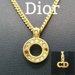 美品✨DIORディオールサークルゴールドネックレス、ストーン、ヴィンテージ124