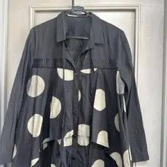 黒と白のドット柄 シャツワンピース