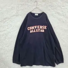 CONVERSE　ワッフル地長袖Tシャツ 4L デカロゴ　ネイビー　大きいサイズのサムネイル