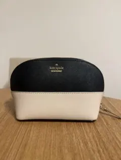 kate spade ドーム型化粧ポーチ 黒/ベージュ