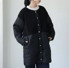 ボア×ひょうたんキルティングコート