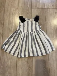 プチマイン petit mainストライプノースリーブワンピース 80