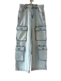 H&M ライトブルー カーゴデニムパンツ 38