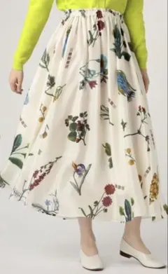 CABaN シルク ボタニカル プリントフレアスカート シルク Green Showerプリント フレアスカート | CABaN