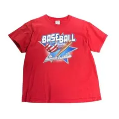 USA製 プリントTシャツ　delta製　コットン　レッド　XL 古着　8bのサムネイル