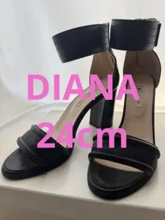 ダイアナ　24cm ブラック アンクルストラップ サンダル