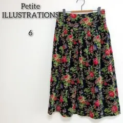 Petite Illustrations 【6】 スカート ひざ丈 総柄 日本製