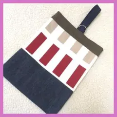 ベージュ格子　シューズケース　上靴入れ　上履き入れ　ハンドメイド