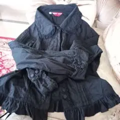 BODY LINE ブラック フリルシャツ L