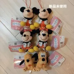 新品　ディズニー　むにゃすやマスコット ミッキー&ミニー&プルート　6セット