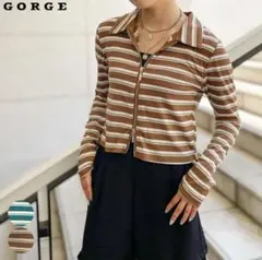 GORGE ボーダー柄 ダブルジップ 長袖トップスのサムネイル