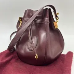 【美品】カルティエ　マストライン　ショルダーバッグ　ゴールド金具　赤茶系　レザー