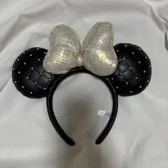 ディズニーカチューシャ 白黒 パール