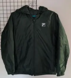 FILA フード付き中綿入りナイロンジャケット L ダークグリーン 美品