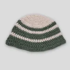 136 バケットハット　手編み　古着　レア　クロシェハット　クラッシャーハット