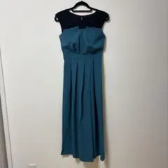ブルーグリーンと黒のパーティードレス　2回着用のみ美品！！パンツスタイル