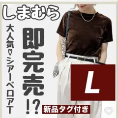 Lサイズ新品ブラウン　しまむら Linoluce シアーベロアT シャツトップス