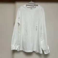新品タグ付ユニクロUNIQLO エアリズム長袖クルーネックTシャツM白UVカット