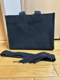 アニエスベーブラックキャンバスショルダーバッグ　2way