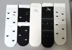 レディース ソックス 5足セット シースルー ハート柄 薄手 夏用 かわいい