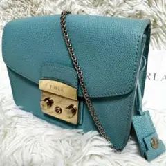 希少✨FURLA フルラ ショルダーバッグ メトロポリス チェーン レザー 水色のサムネイル