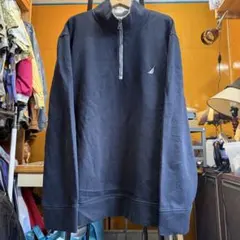 アメリカ古着 NAUTICA ネイビー ハーフジップ トレーナー XL
