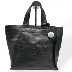 美品　FURLA フルラ　ハンドバッグ　クロコ型押し　レザー　ダークグリーン
