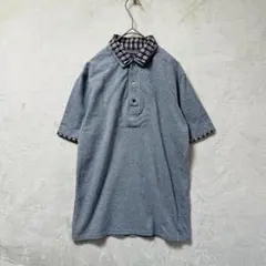 BEAMS/ポロシャツ/S/チェック 綿100% ゴルフ 重ね着風 グレーのサムネイル
