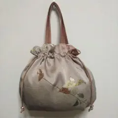 B637【着物リメイク】巾着型ハンドバッグ