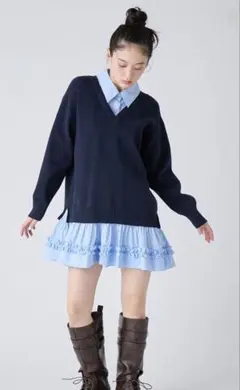 LilyBrown シャツドッキングミニワンピース