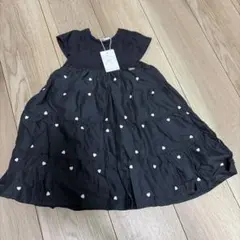 黒のハート柄半袖ワンピース 90(S)