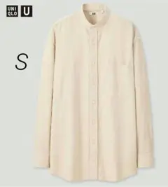 【UNIQLO】 ユニクロ　コーデュロイワイドフィットスタンドカラーシャツ S