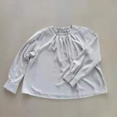 OPAQUE.CLIP（ワールド）襟元プリーツホワイトブラウス