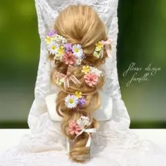 【半量】ナチュラルプリンセスの髪飾り ✧ 編みおろし ラプンツェル ｜ リボン