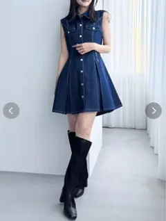 dazzlin ダズリン スイッチングタックミニワンピース デニム