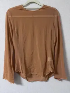 UNIQLO ユニクロ シアークルーネックT（長袖） オレンジ ブラウン M