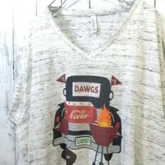 2XL ベラキャンバス VネックTシャツ グレー アメカジ オーバーサイズ 古着
