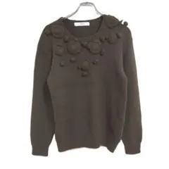 INGEBORG ニット セーター 花モチーフ アンゴラ混 ブラウン M