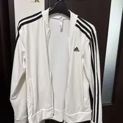 adidas ホワイト ジップアップジャージ M